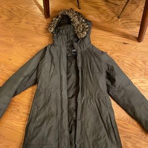 The Northface down parker in army green